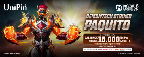 Koleksi Demontech Striker Paquito Sekarang & Dapatkan Cashback Hingga 15.000 UniPin Credits